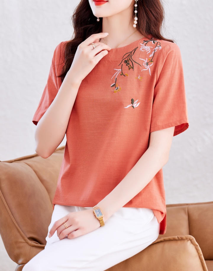 Middle-aged Western style shirt summer loose T-shirt for women