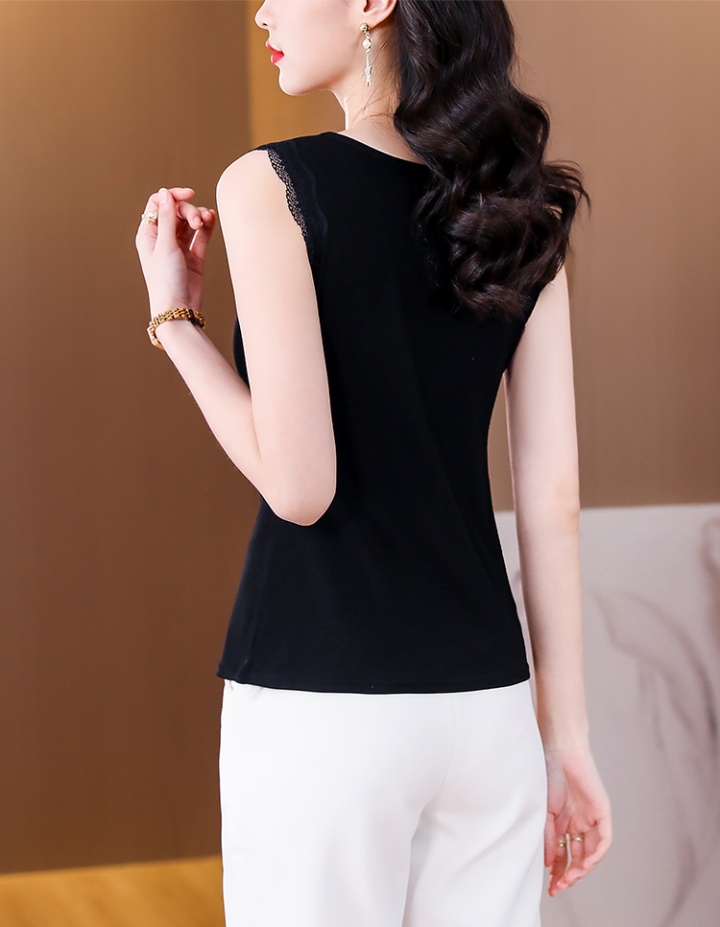 Embroidery black vest slim elasticity small sling for women