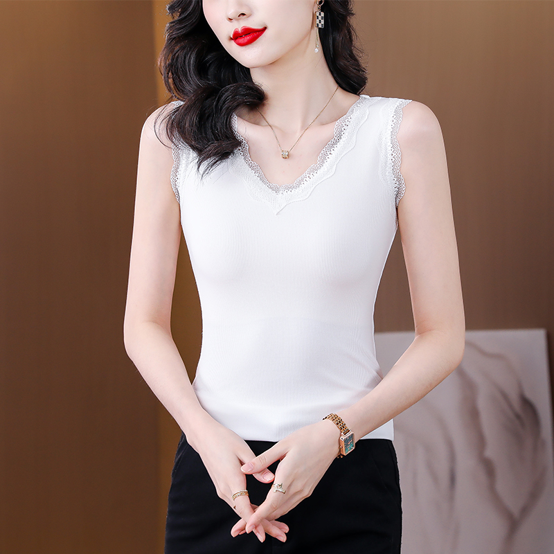 Embroidery black vest slim elasticity small sling for women
