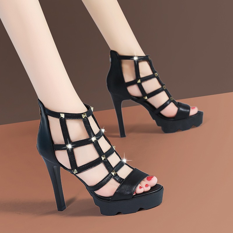 Summer European style stilettos lady side zipper sandals