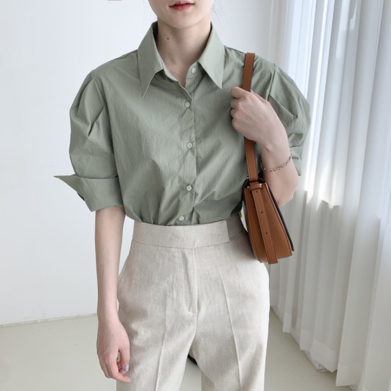 Simple temperament all-match tops summer Korean style shirt