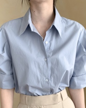 Simple temperament all-match tops summer Korean style shirt