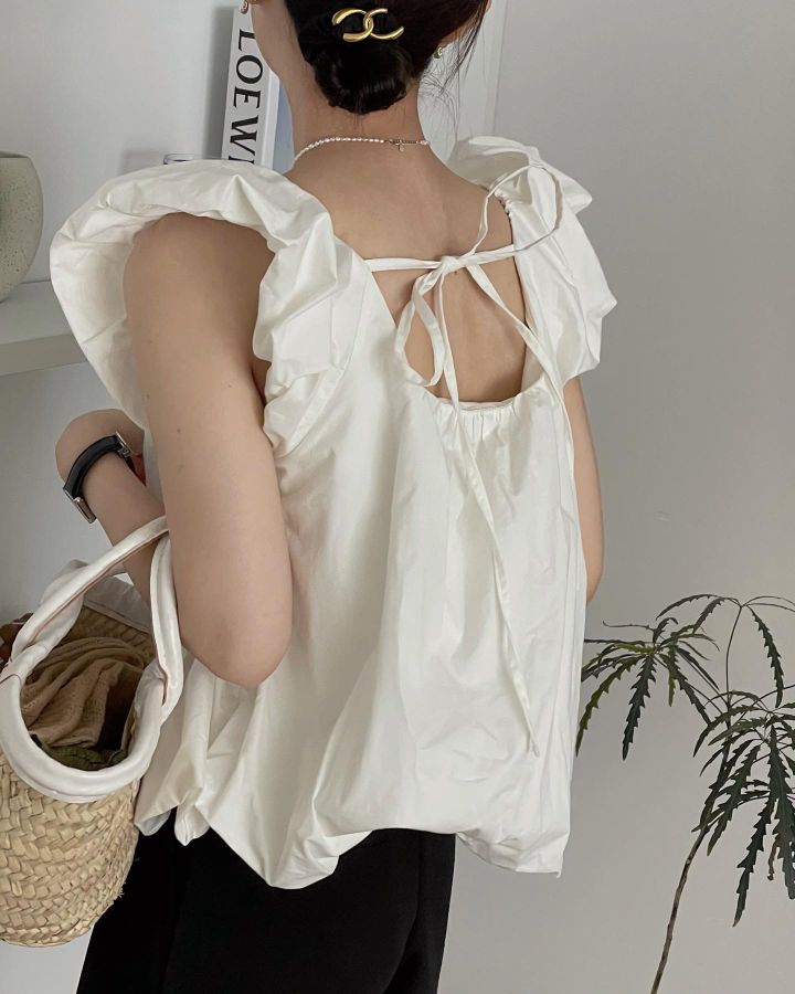 Sleeveless doll shirt fashion square collar tops
