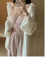 Tender white knitted cardigan lazy spring tops for women