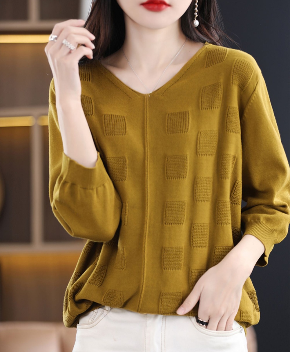 Spring refreshing slim tops round neck hollow sweater for women