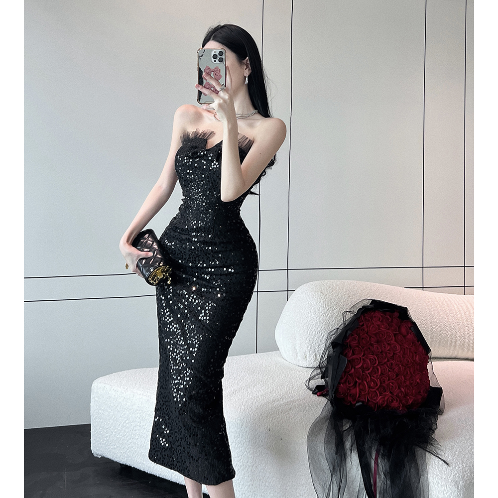 Sequins long formal dress ladies package hip dress for women