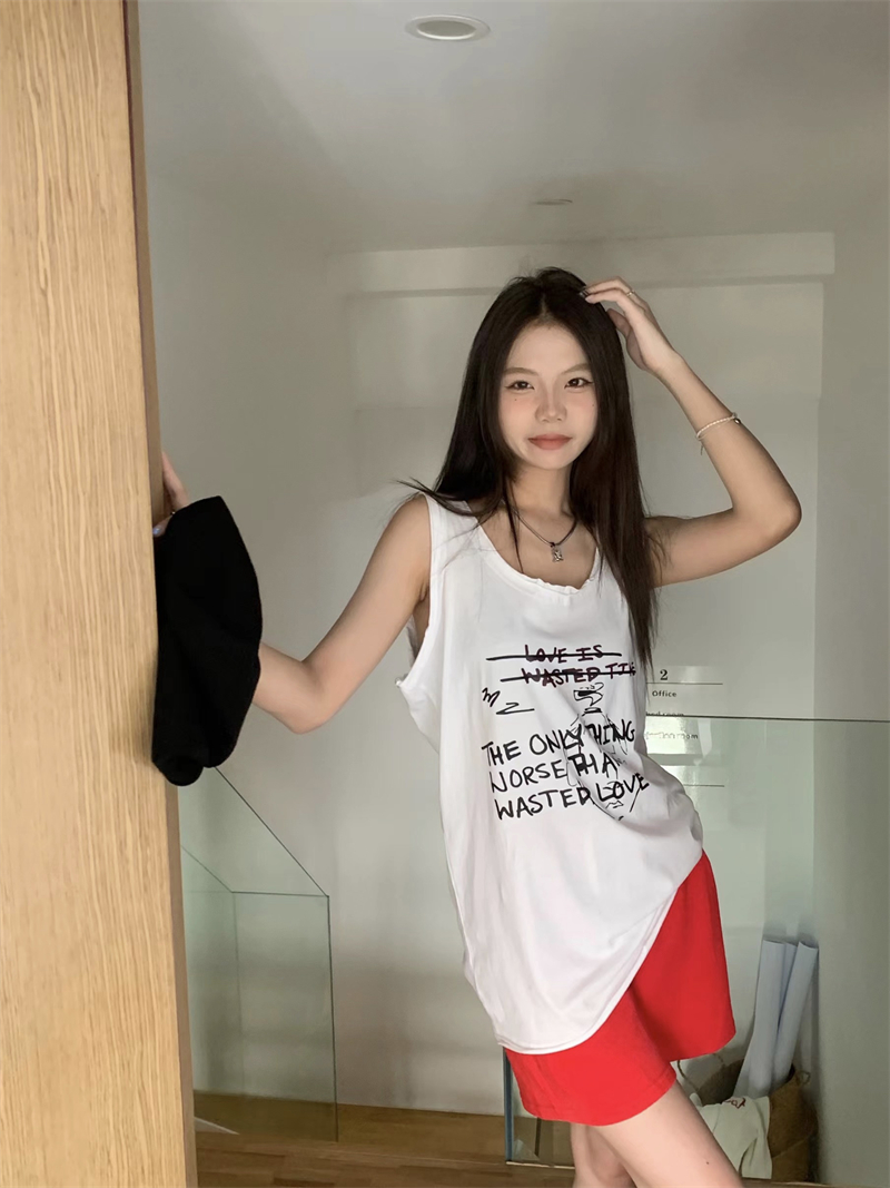Korean style sleeveless vest burr loose T-shirt