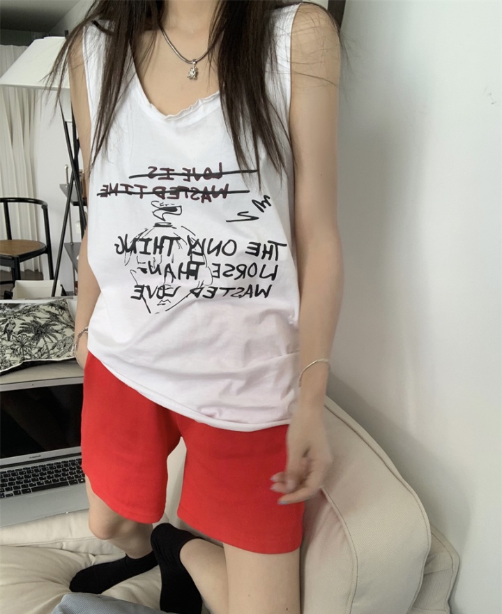 Korean style sleeveless vest burr loose T-shirt