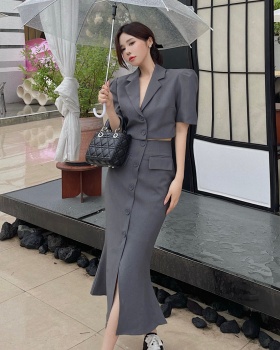 Breasted skirt temperament business suit a set