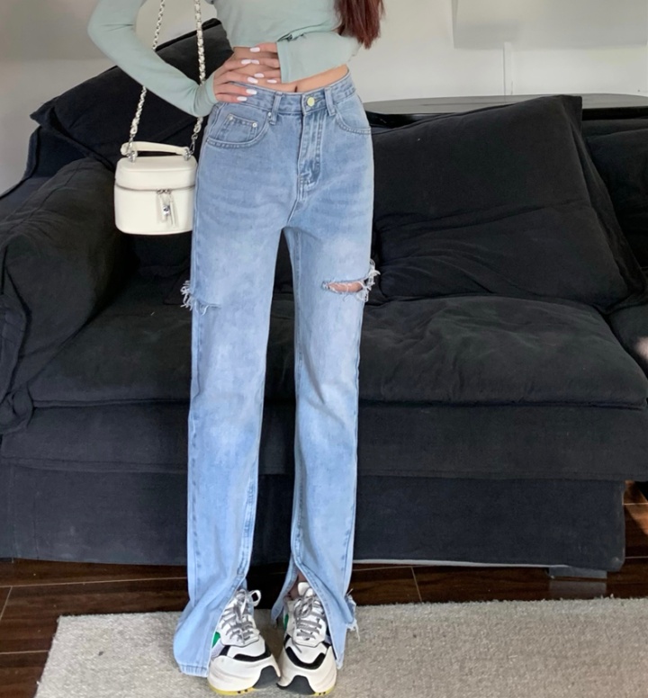 Summer high waist straight pants loose jeans for women