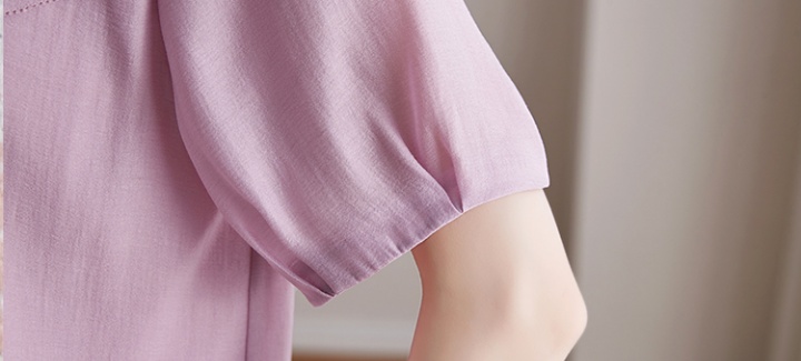 Lotus leaf collar tops purple chiffon shirt for women