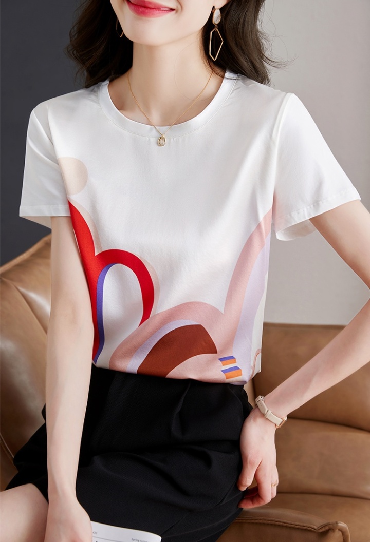 Real silk short sleeve tops ice silk summer T-shirt for women