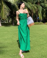 Sling travel dress temperament green jumpsuit for women