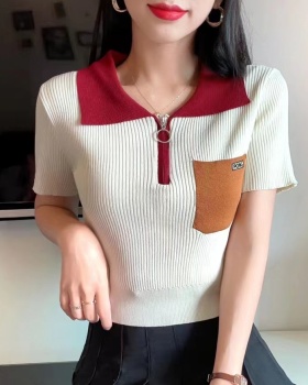 Summer lapel college style tops for women