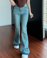 Micro speaker spicegirl high waist flare pants retro holes jeans