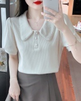 Korean style pullover tops short sleeve doll collar shirt