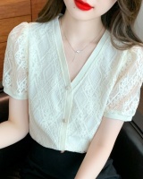 Short sleeve Western style tops lace summer shirt for women