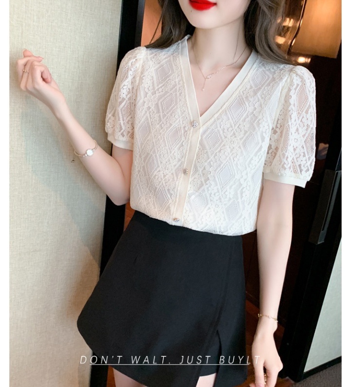 Short sleeve Western style tops lace summer shirt for women