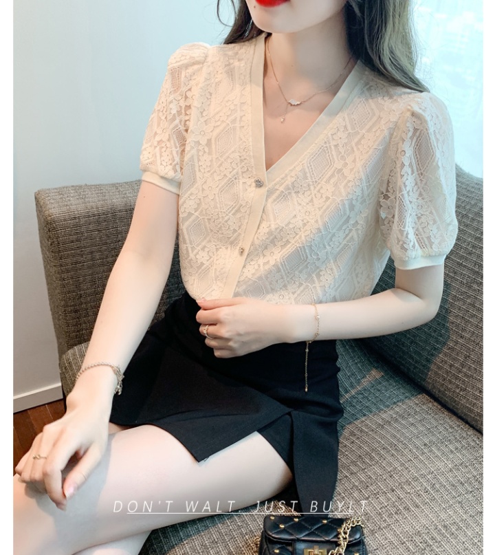 Short sleeve Western style tops lace summer shirt for women