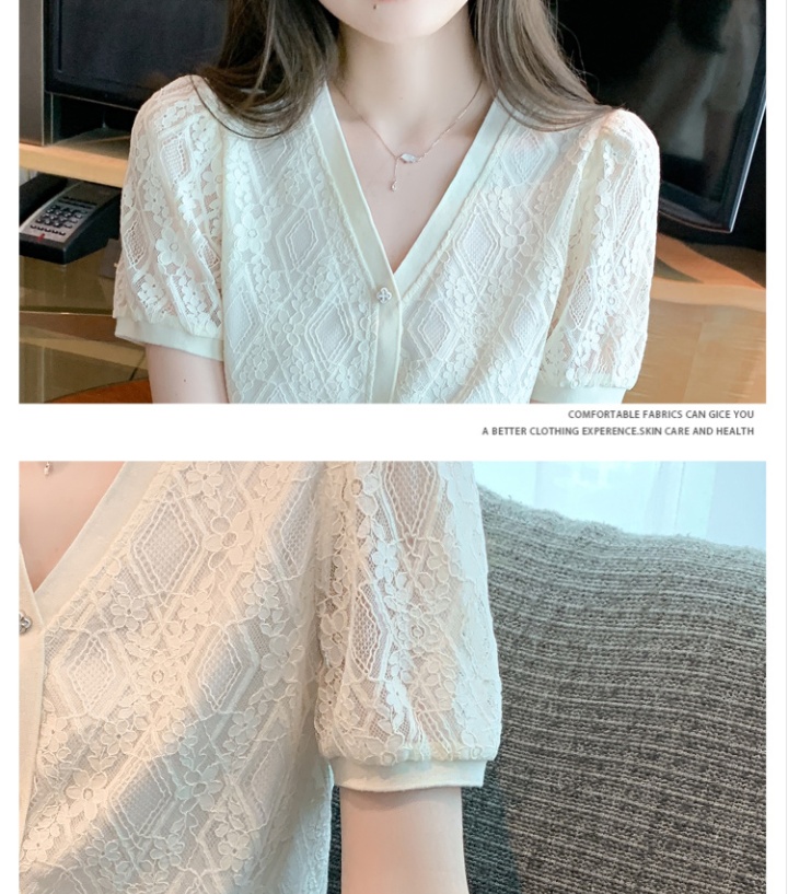 Short sleeve Western style tops lace summer shirt for women