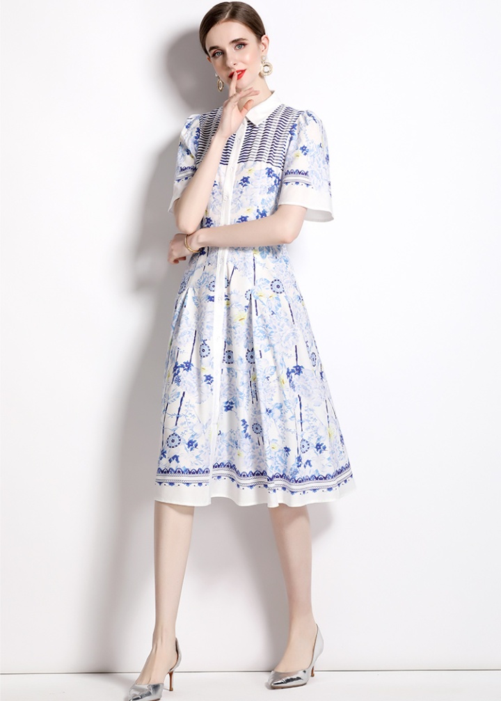 European style spring and summer long printing dress