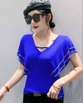 Sexy rhinestone T-shirt Korean style V-neck small shirt