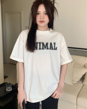 Loose all-match letters T-shirt