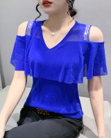 Fashion lotus sleeve small shirt strapless T-shirt