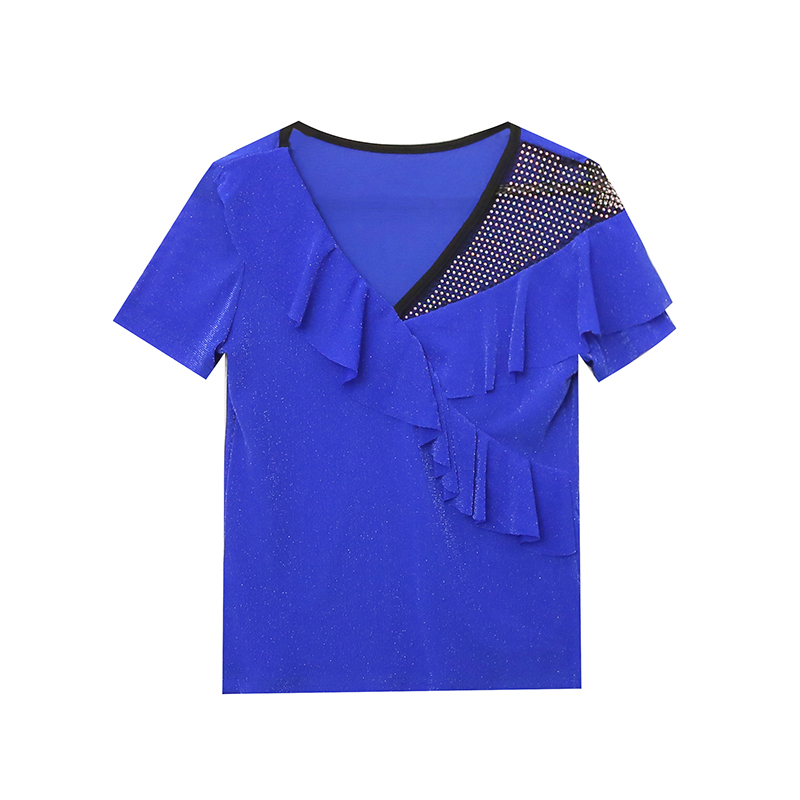 Rhinestone personality tops fashion small shirt for women