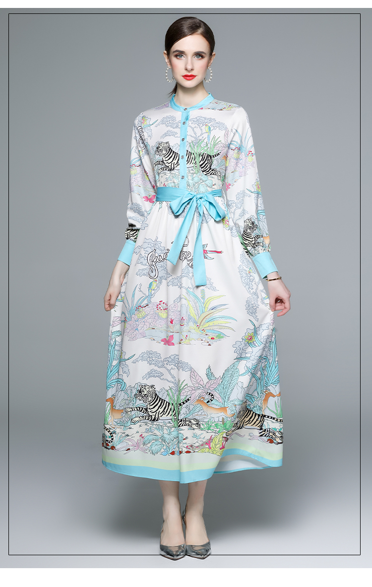 Elegant frenum Chinese style temperament summer printing dress