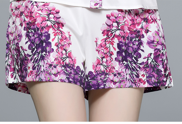 Summer fashion and elegant shorts printing casual pants 2pcs set