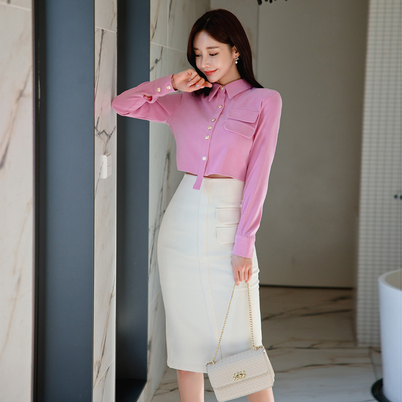 Temperament short shirt slim fashion skirt a set for women