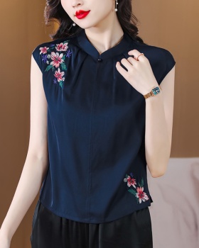 Chinese style silk tops retro shirt for women