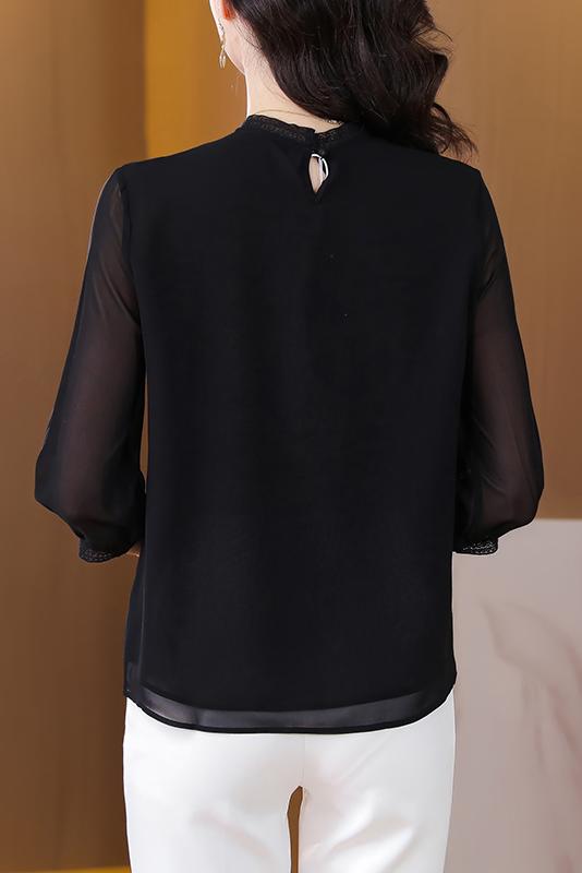 Fashion all-match tops Western style silk shirt for women