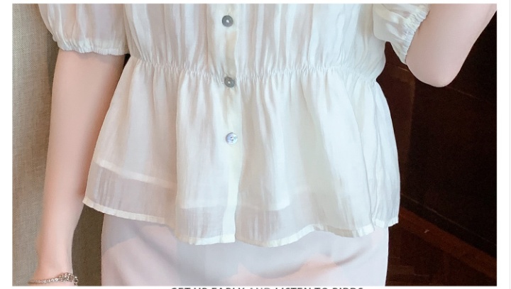 Sweet pinched waist small shirt summer shirt for women