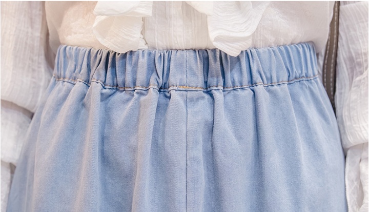 Denim slim elastic waist big skirt skirt for women