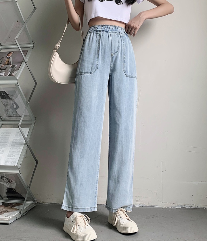 Light color denim wide leg pants summer loose long pants