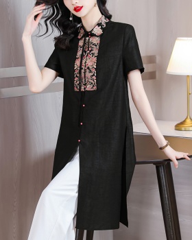 Real silk embroidered summer unique shirts for women