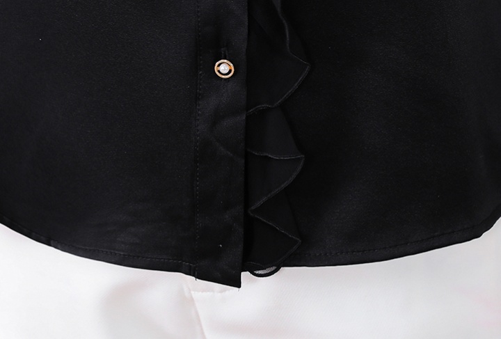 Lotus leaf edges silk tops all-match temperament shirt