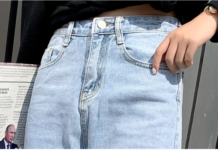 High waist wide leg pants loose straight jeans for women