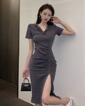 Exceed knee pinched waist long summer dress