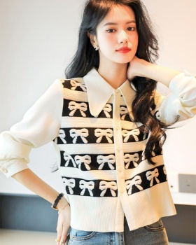All-match embroidery sweater lazy jacquard tops for women