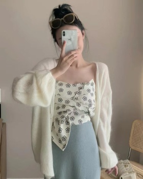 Knitted mohair cardigan unique lady tops for women