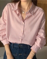 Simple stripe all-match long sleeve Korean style shirt