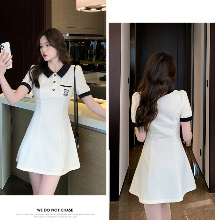 Slim embroidery double color dress