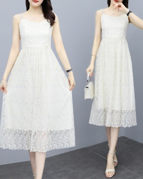 Pinched waist summer lace slim sling dress for women