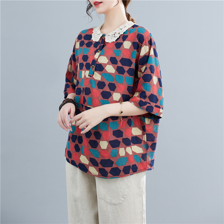 Art printing tops summer thin shirts for women