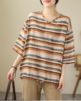 V-neck mixed colors all-match T-shirt for women