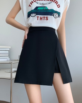 High waist drape package hip skirt split slim short skirt