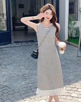 Stripe dress temperament sleeveless dress for women